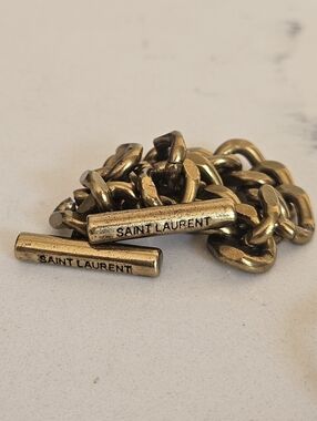 Saint Laurent Antique Gold Curb Toggle Sweater Coat Chain YSL